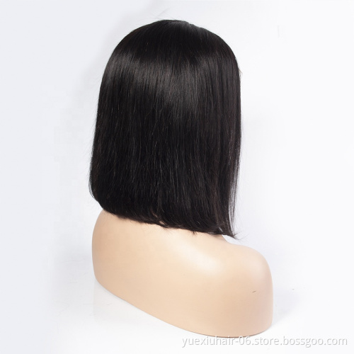 Best seller straight human hair lace front human hair lace front 13X4 silky straight lace front bob wig.